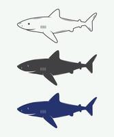 impostato di Vintage ▾ squali per loghi, emblemi e distintivi. vettore illustrazione
