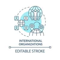 internazionale organizzazioni turchese concetto icona. stati unione. istituzione esempio astratto idea magro linea illustrazione. isolato schema disegno. modificabile ictus. vettore