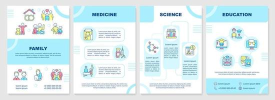 sociale istituzioni esempi opuscolo modello. modello di comportamento. volantino design con lineare icone. 4 vettore layout per presentazione, annuale rapporti.