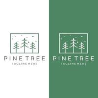 creativo astratto pino albero e pino foresta logo modello design isolato sfondo.loghi per distintivi, affari, natale, marchi e naturale prodotti. vettore