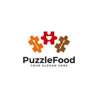 cibo logo design con puzzle concetto vettore