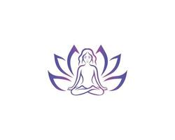loto fiore donna yoga e umano meditazione logo vettore illustrazione.