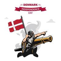 Danimarca contento indipendenza giorno vettore. piatto design patriottico soldato trasporto Danimarca bandiera. vettore
