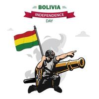 boliviano indipendenza giorno. piatto patriottico design soldato trasporto Bolivia bandiera. vettore