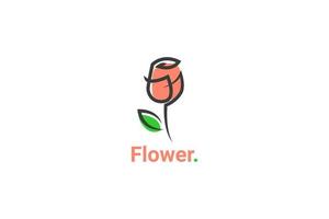 rosa fiore linea arte logo design vettore