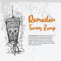 Ramadan Fanoos lampada lanterna mano disegno creativo caotico Linee scarabocchio vettore