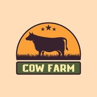 retrò Vintage ▾ mucca azienda agricola logo. bestiame design. vettore etichetta