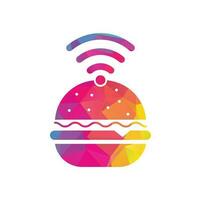 Wi-Fi hamburger logo design vettore icona. Hamburger e Wi-Fi segnale simbolo o icona.
