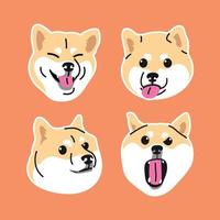 divertente facce shiba inu cane vettore collezione