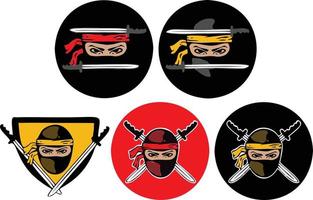 distintivo, logo ninja, spada guerre, assassino, simbolo. vettore