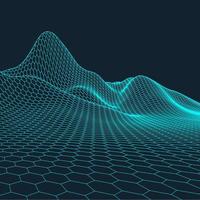 3d wireframe terreno largo angolo eps10 vettore