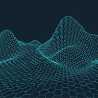 3d wireframe terreno largo angolo eps10 vettore