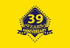 39 anni anniversario logo e etichetta design imposta vettore