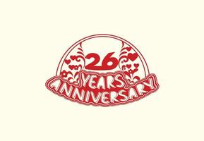 26 anni anniversario logo e etichetta design vettore