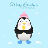 carino pinguino con un' Magia Natale bacchetta magica nel suo zampe vettore