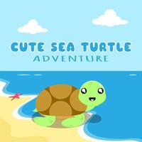 carino mare tartaruga avventura vettore