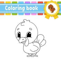 libro da colorare per bambini. carattere allegro. illustrazione vettoriale. stile cartone animato carino. sagoma di contorno nero. isolato su sfondo bianco. vettore