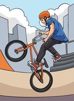 bmx ciclista colorato cartone animato illustrazione vettore