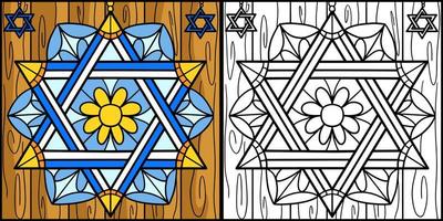 hanukkah stella di david colorazione illustrazione vettore