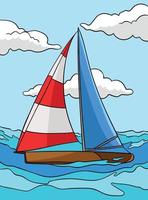 andare in barca sport colorato cartone animato illustrazione vettore