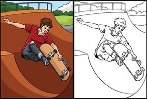 andare con lo skateboard colorazione pagina colorato illustrazione vettore