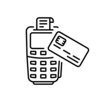 nfc senza fili transazione credito carta icona. senza soldi pagare su pos pittogramma. rubinetto banca carta per terminale per pagare senza contatto pagamento tecnologia linea icona. modificabile ictus. isolato vettore illustrazione.