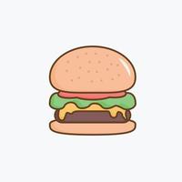 veloce cibo hamburger con un' mescolare di carne, formaggio e verdure. vettore illustrazione grafico design