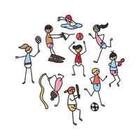 doodled persone fare gli sport vettore