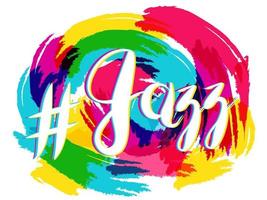 hashtag jazz lettering su individuare sfondo, giallo e blu vettore