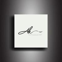 ak firma stile monogramma.calligrafico lettering icona e grafia vettore