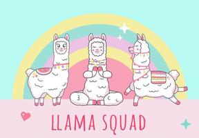 squadra di iscrizione alpaca lama sulla squadra di unicorno vettore