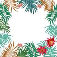 tropicale telaio di esotico fiori e palma le foglie con copia spazio per testo. per festa inviti, nozze carte e vendita manifesti. vettore illustrazione. modello design.