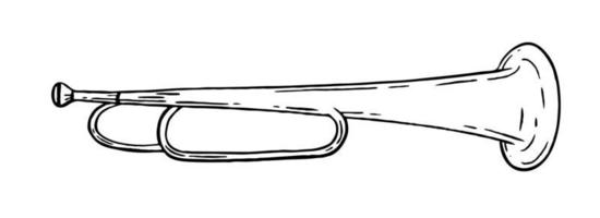 tromba è un' musicale strumento nel il stile di mano disegnato. vettore nero e bianca scarabocchio illustrazione