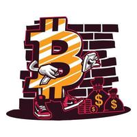 bitcoin design.can essere Usato per maglietta Stampa, boccale Stampa, cuscini, moda Stampa disegno, bambini indossare, bambino doccia, saluto e cartolina. maglietta design vettore