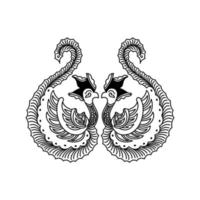 artistico batik linea disegno uccello pollame design ispirazione vettore
