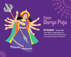 piatto design manifesto per Durga puja giorno. vettore