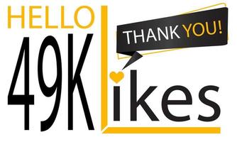 Grazie 49k design piace. festeggiare 49000 o quaranta nove mille piace. vettore illustrazione.