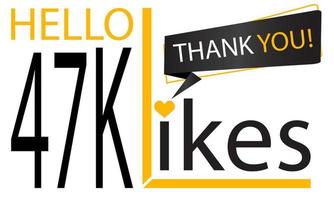 Grazie 47k design piace. festeggiare 47000 o quaranta Sette mille piace. vettore illustrazione.