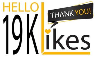 Grazie 19k design piace. festeggiare 19000 o diciannove mille piace. vettore illustrazione.