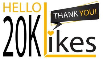 Grazie 20k design piace. festeggiare 20000 o venti mille piace. vettore illustrazione.