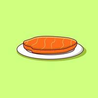 fresco salmone su il bianca piatto design illustrazione vettore