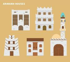 autentico antico arabo case piatto vettore illustrazioni impostare.