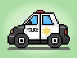 Pixel a 8 bit per auto della polizia. per risorse di gioco e schemi a punto croce nelle illustrazioni vettoriali. vettore