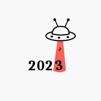 contento nuovo anno 2023, addio 2022 logotipo per opuscolo, sociale media e striscione. vettore
