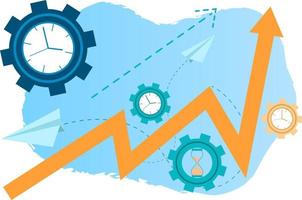 controllo al di sopra di il tempo, il concetto di gestione di attività commerciale flusso.di.processo e lavoro di squadra.piatto vettore illustrazione.