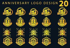 1 per 20 anni anniversario logo e etichetta design fascio vettore