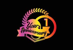 1 anni anniversario logo e etichetta design modello vettore