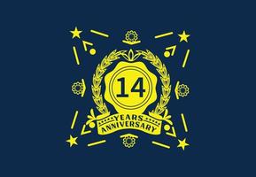 14 anni anniversario logo e etichetta design modello vettore