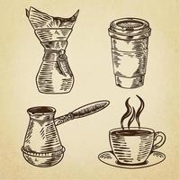 Vintage ▾ caffè impostato illustrazione vettore