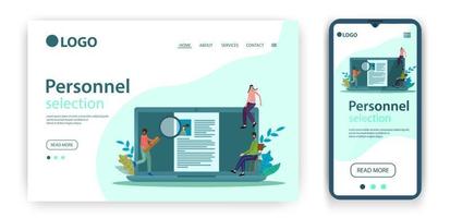 atterraggio pagina design ragnatela pagina su il argomento di reclutamento. il concetto di un' piatto vettore illustrazione per sviluppando un' ragnatela luogo utilizzando adattabile design per mobile applicazioni.